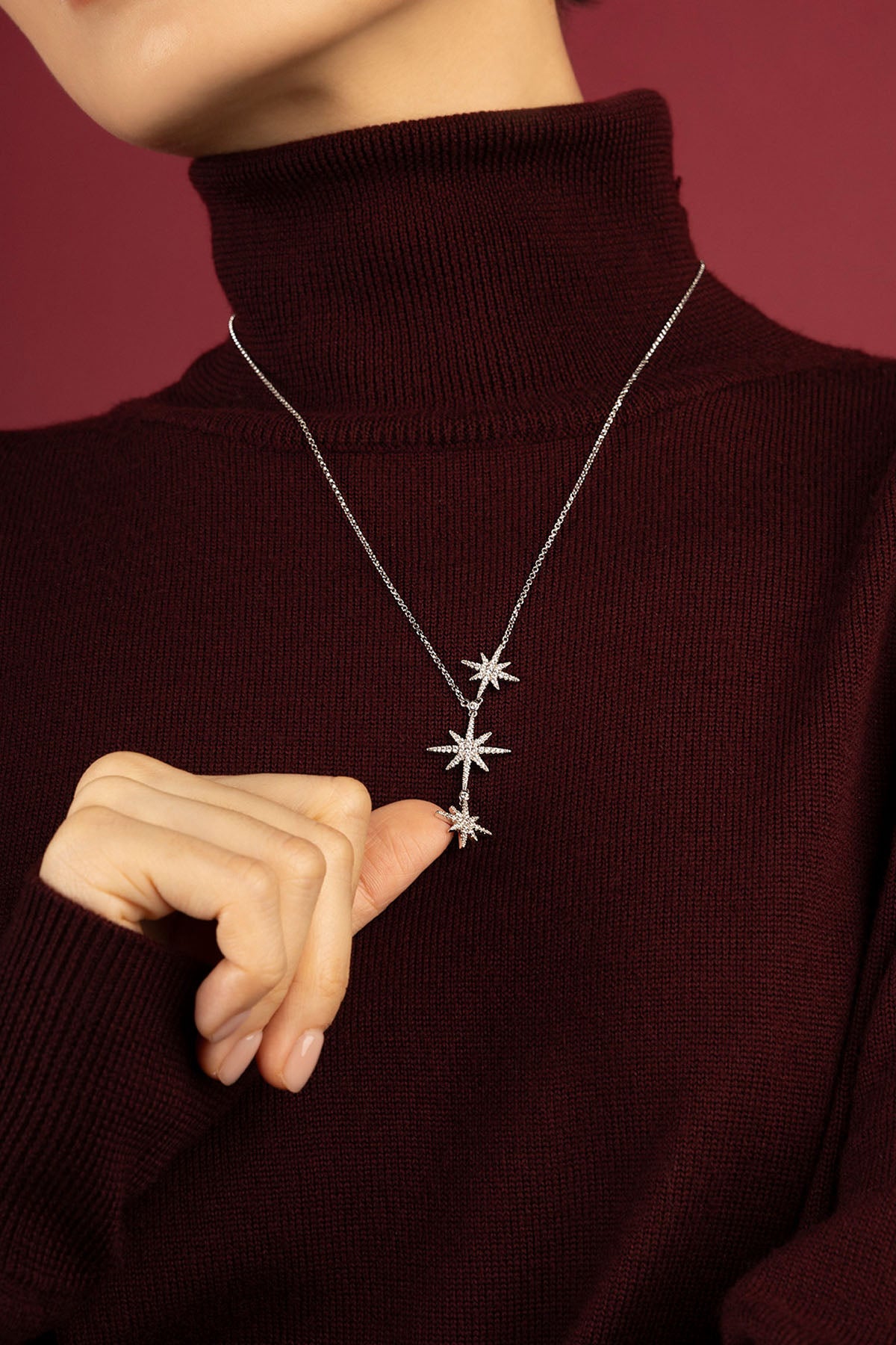 APM Monaco Météorites collier étoiles rhodié ajustable 89 zircons