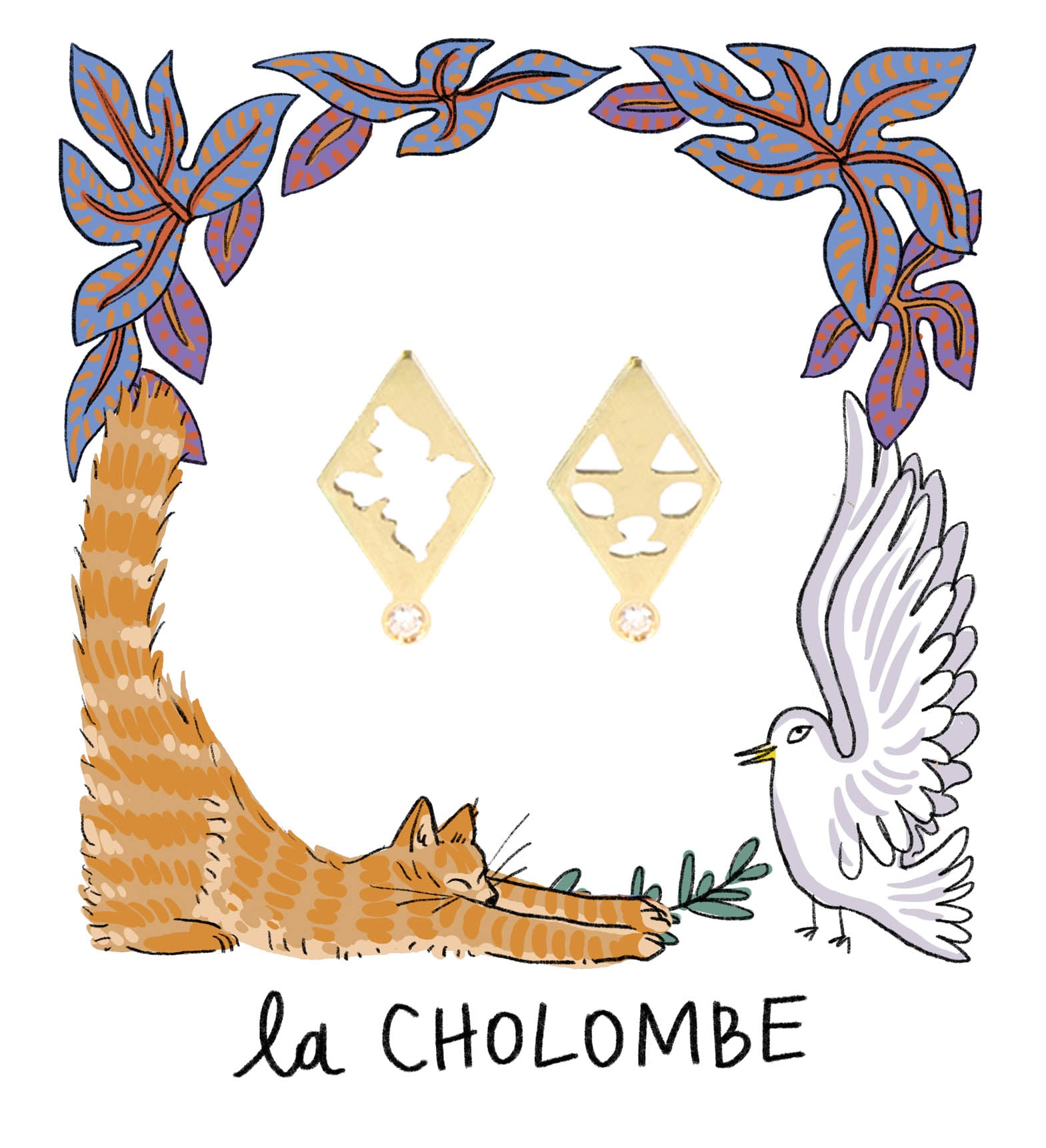 Aimée Aimer Colombe boucle oreille or jaune diamant
