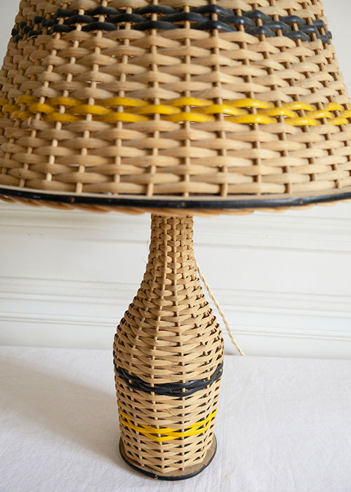 Aimée Aimer lampe de table rotin bois 47 cm pièce unique