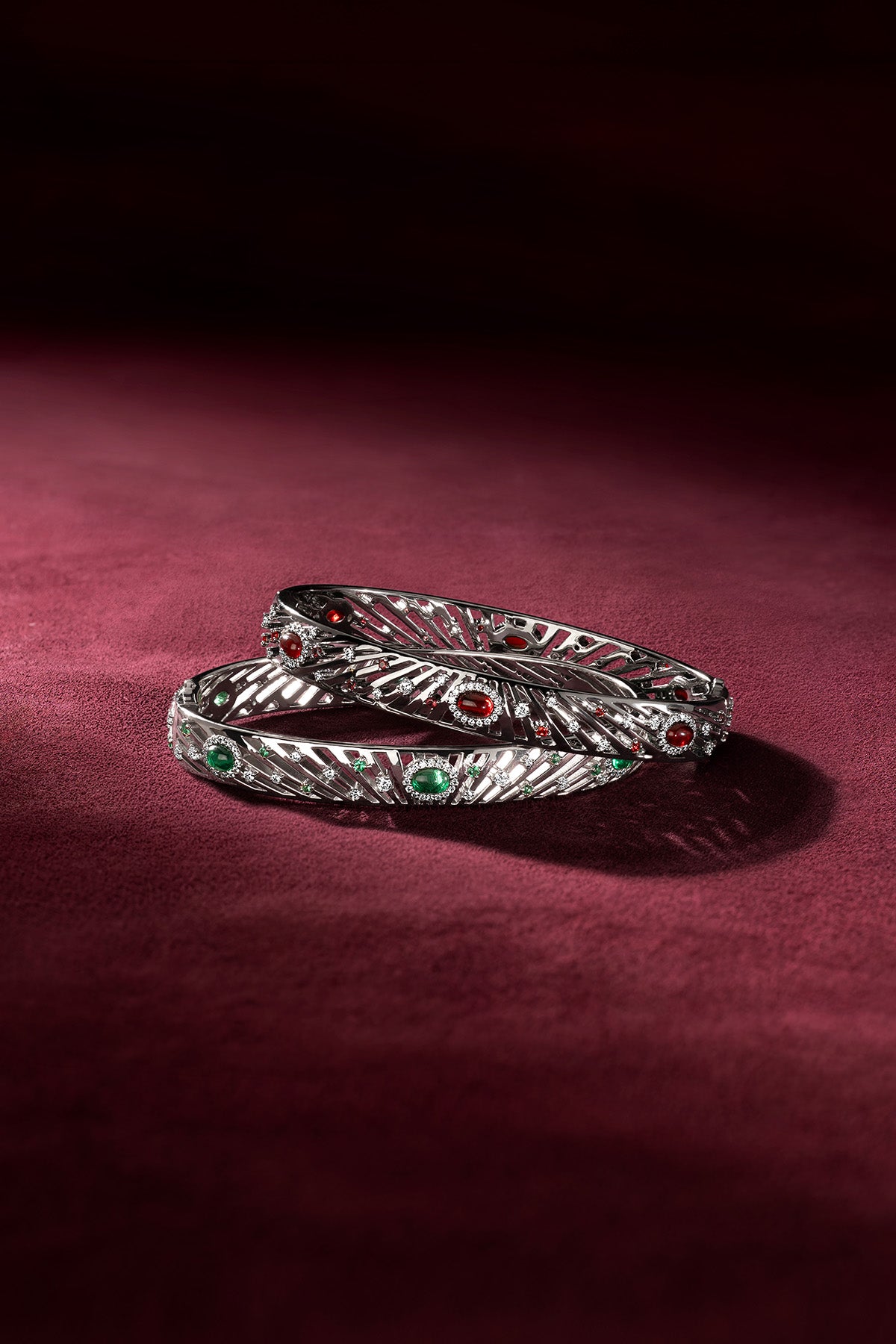 APM Monaco Automne Éventails Bracelet Jonc Gris M 16,5 cm