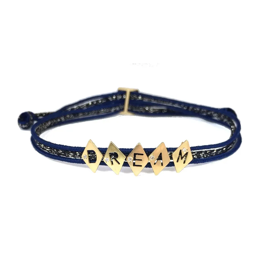 Aimée Aimer Alphabet bracelet 5 lettres or jaune diamant