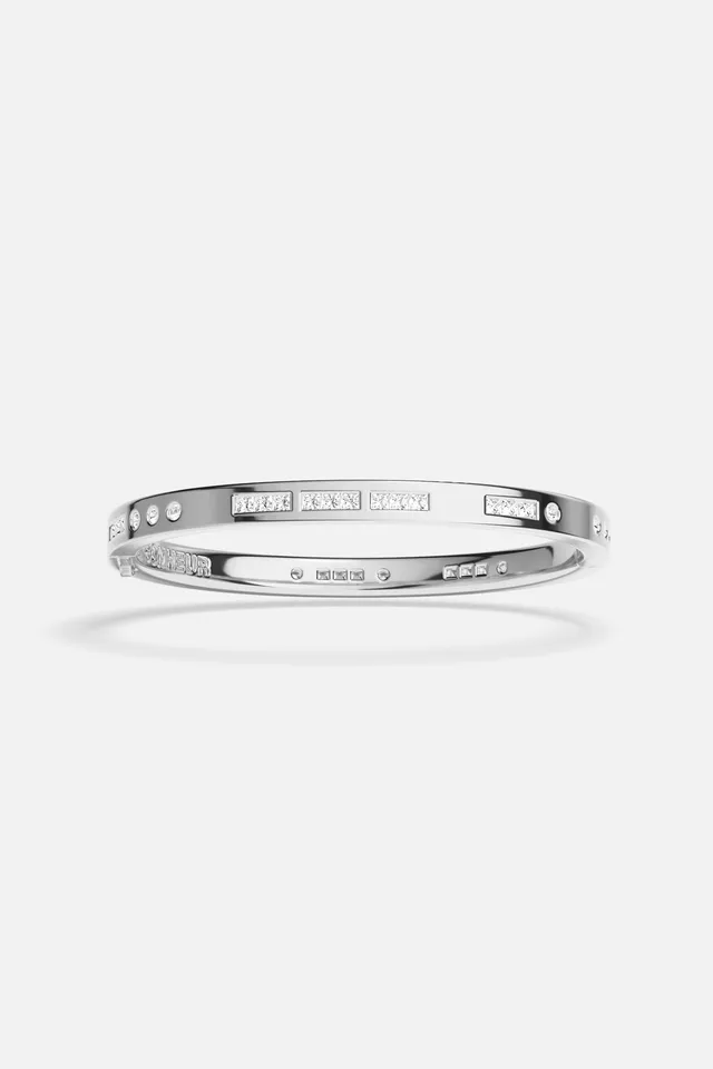 APM Monaco Morse Code BONHEUR jonc blanc zircon