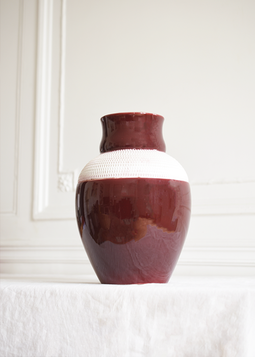 Aimée Aimer Vase Cassis Pol Chambost vase faïence rouge 33 cm