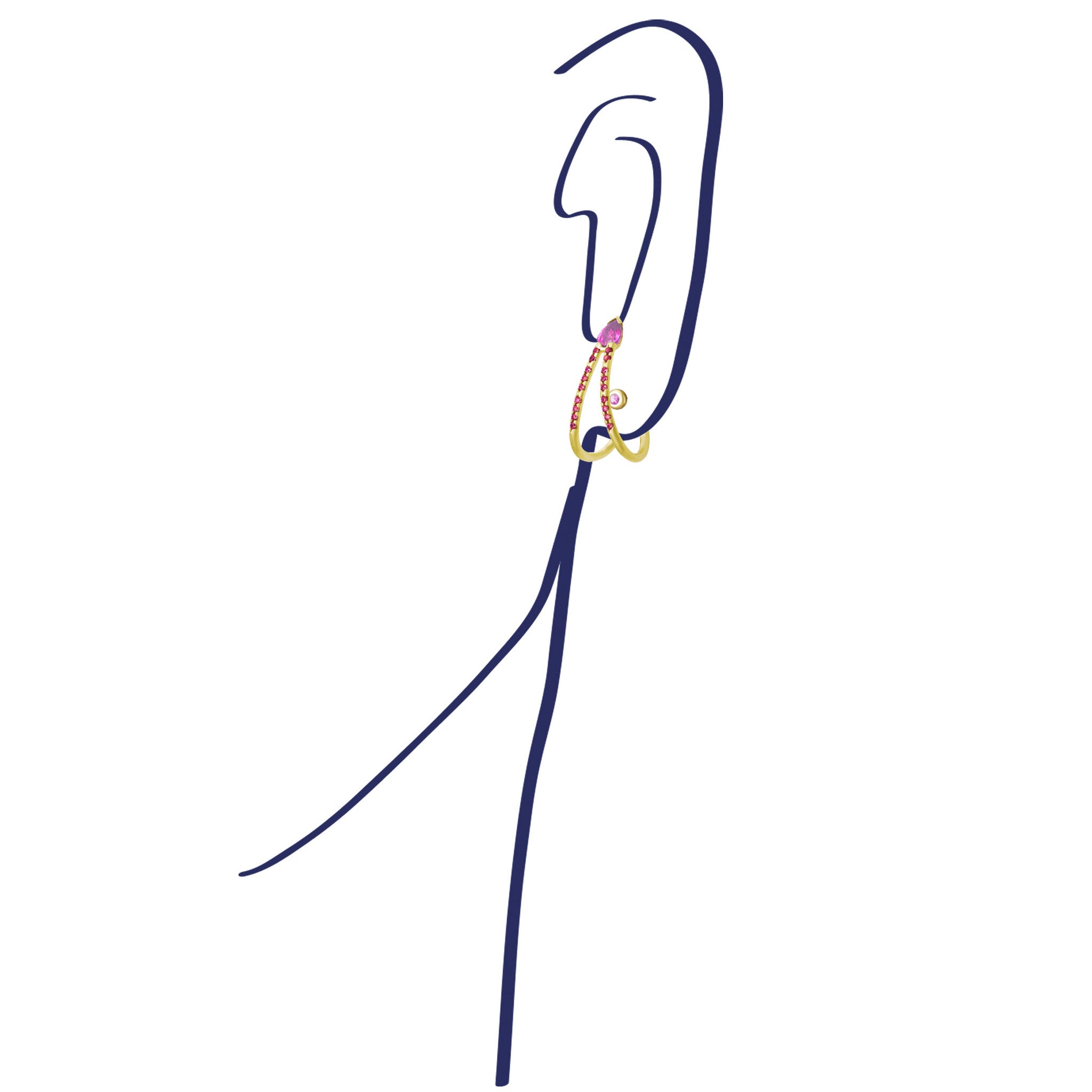 Aimée Aimer SkyLiane boucle d'oreille or jaune saphir rubis unité