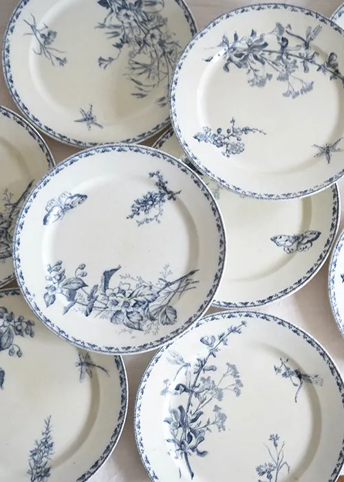 Aimée Aimer Assiettes Terre de fer papillon lot 9 x 24 cm