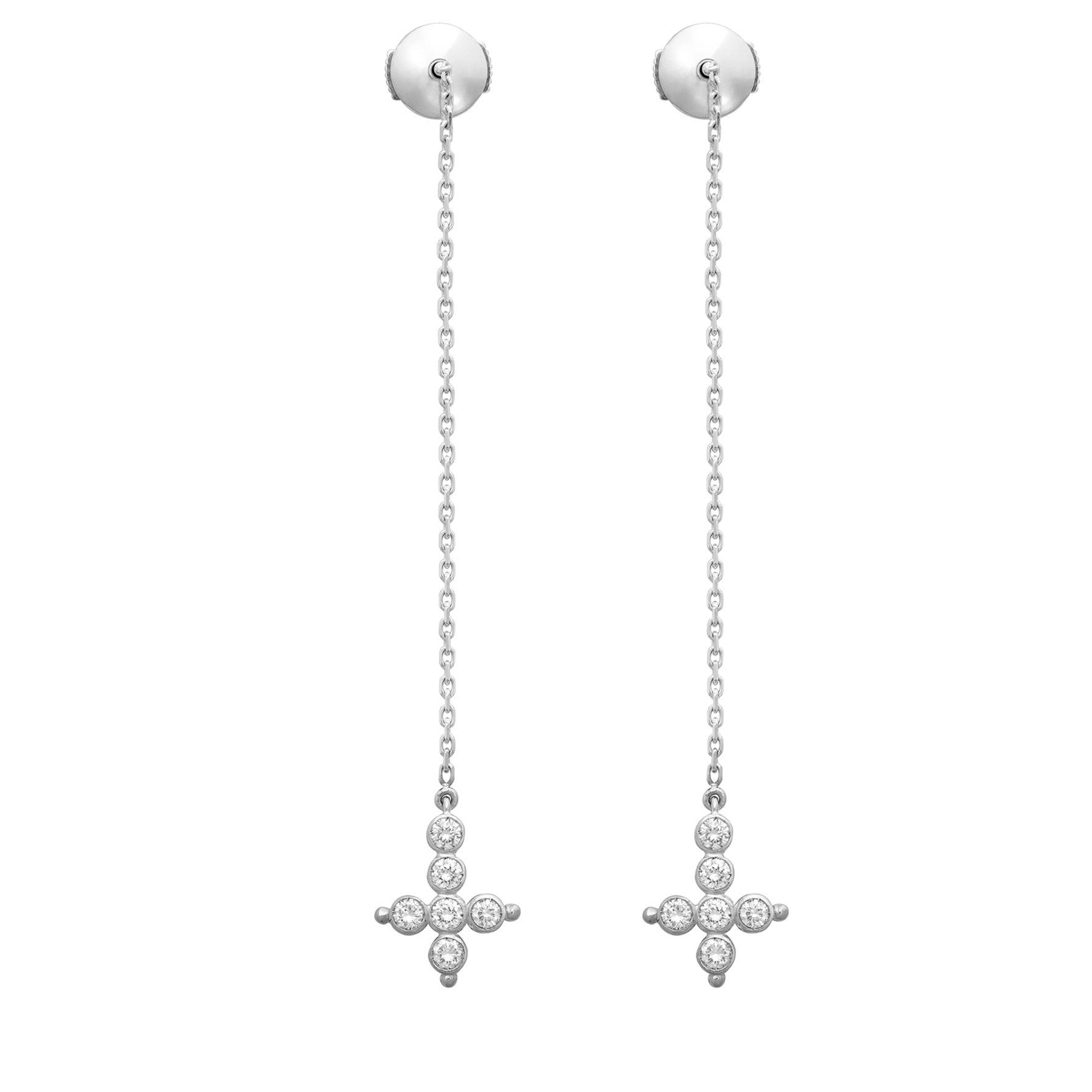 Aimée Aimer Petit AA boucle chaîne or blanc diamants paire