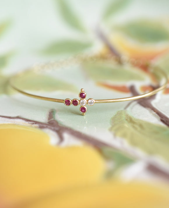Aimée Aimer Petit AA jonc or jaune rubis diamants medium