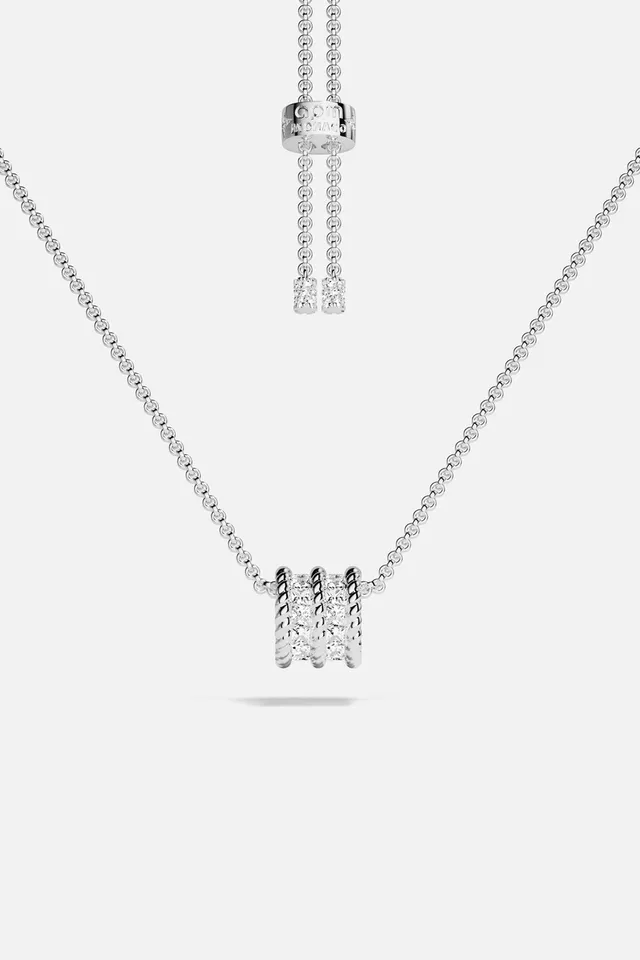 APM Monaco Yacht Club Cordage collier double blanc réglable zircons