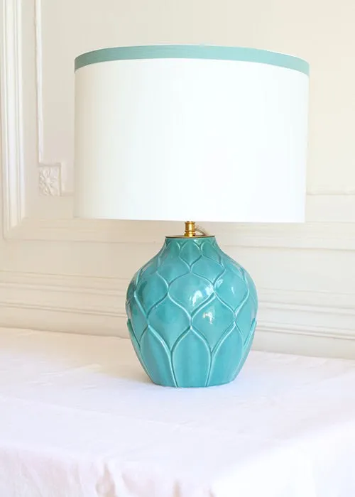 Saint-Clément Lampe Ananas luminaire faïence céladon 38 cm