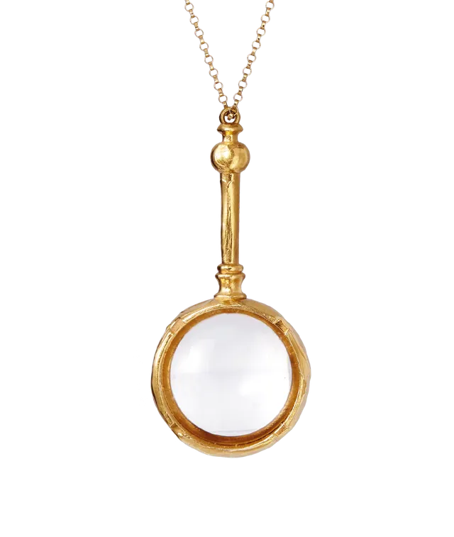 Alighieri Poet's Lens collier loupe plaqué or 24ct