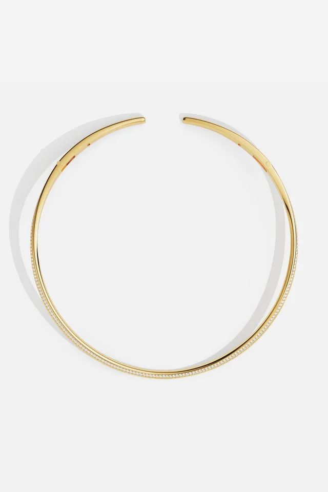 APM Monaco Croisette Riviera choker doré zircon 13 cm