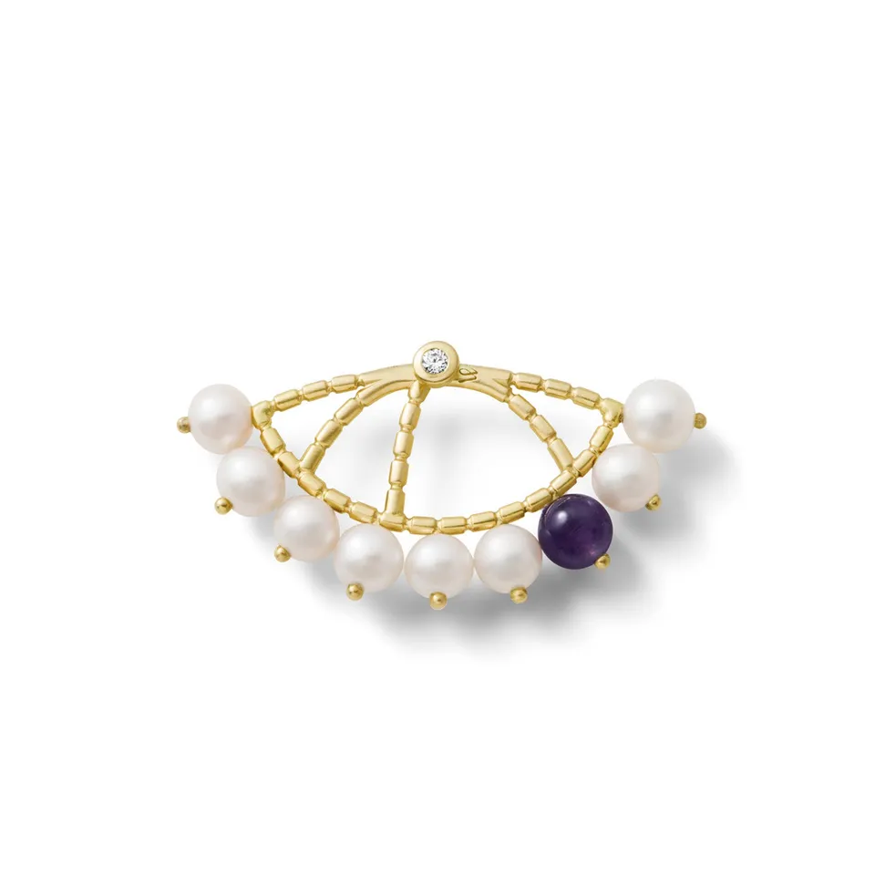 Aimée Aimer Constellation mono boucle d'oreille or jaune améthyste