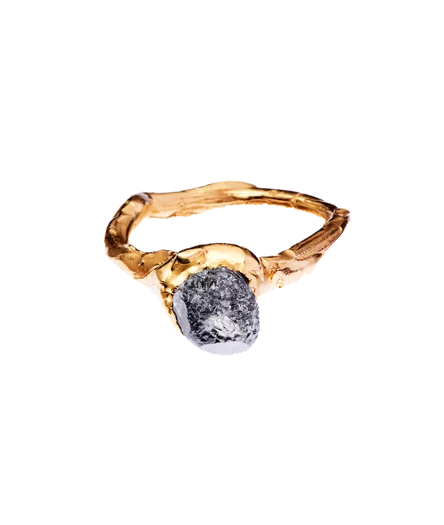 Alighieri Rocky Road bague or diamant texturée
