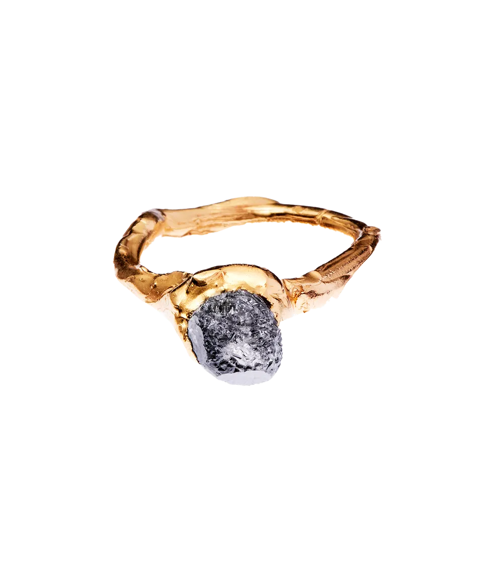 Alighieri Rocky Road bague or diamant texturée
