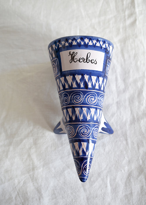 Aimée Aimer Vases bouquetière bleue céramique 21 cm pièce unique