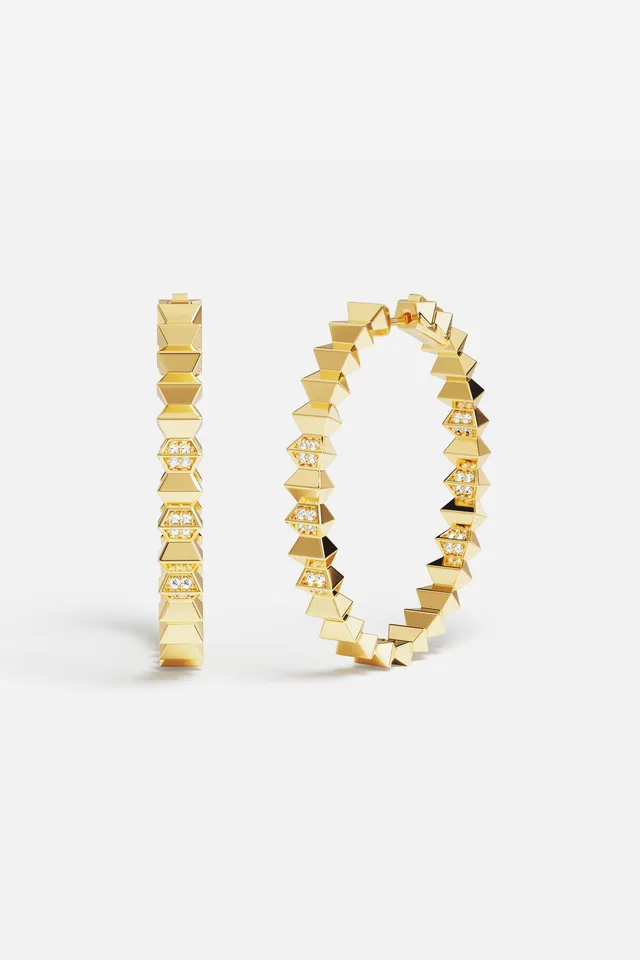 APM Monaco Yacht Club Up and Down créoles dorées 44 mm zircon