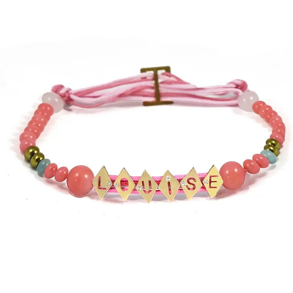 Aimée Aimer Aloha bracelet lettres or jaune diamant 6 lettres