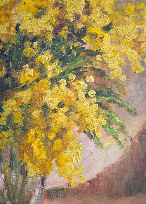Aimée Aimer Œuvres huile sur toile mimosa 33x41 cadre inclus
