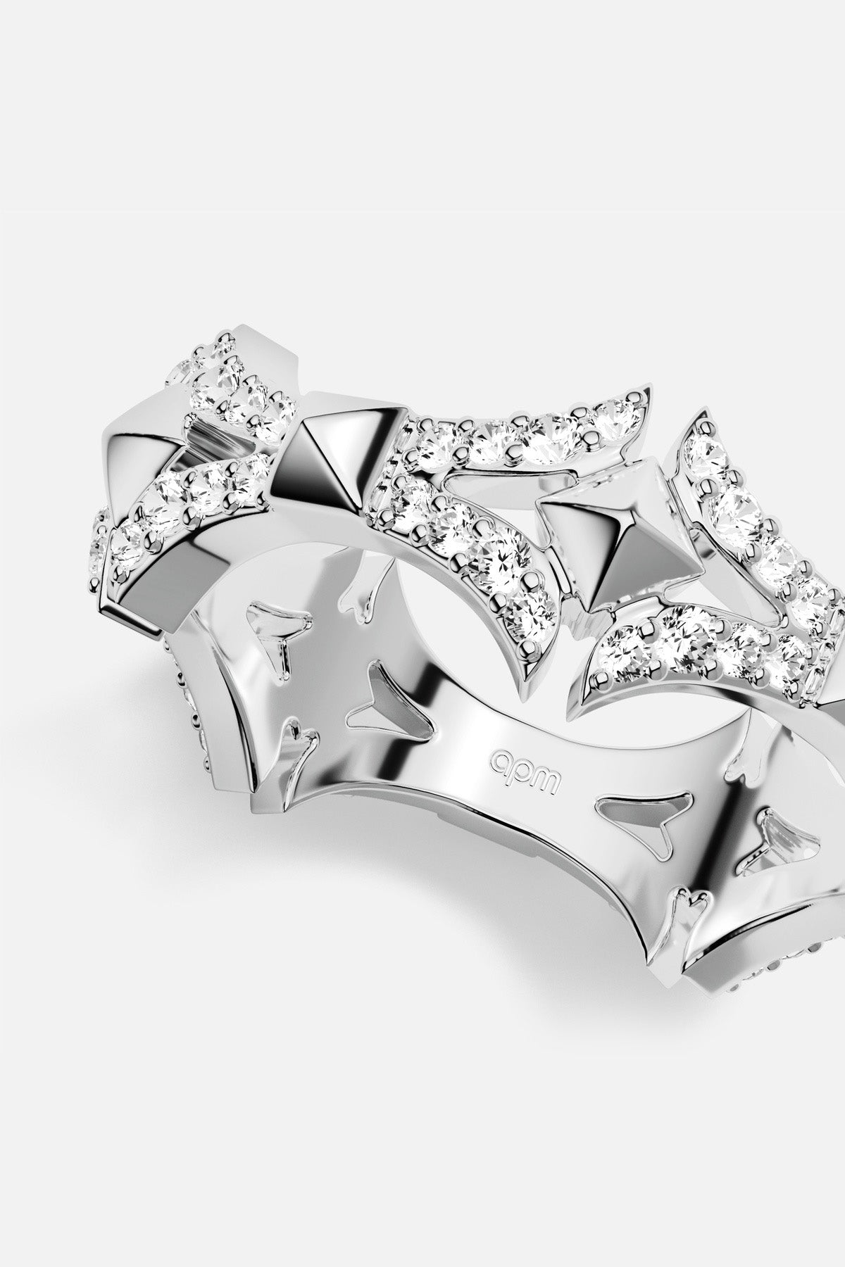 APM Monaco Yacht Club Rock bague 52 pavé blanc