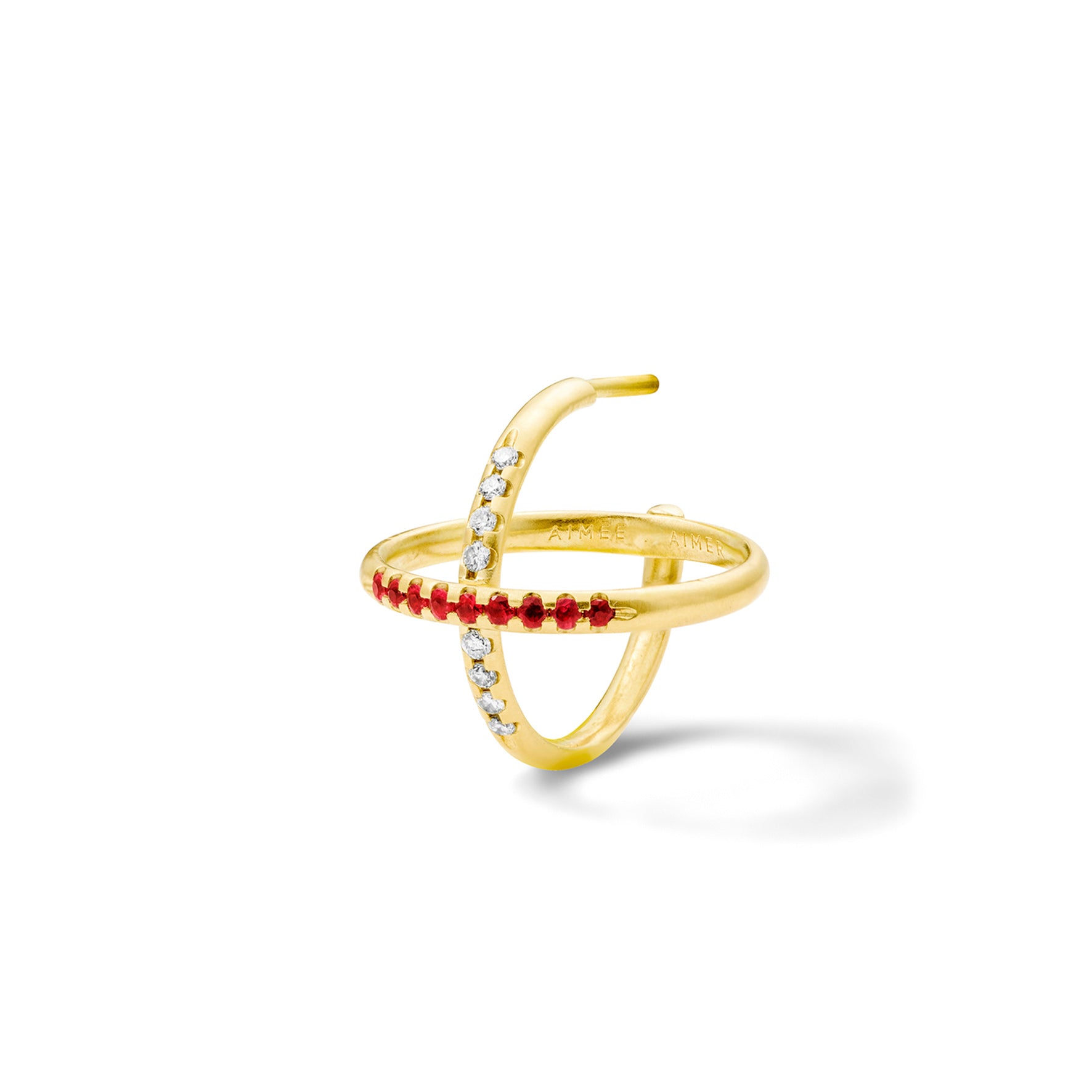 Aimée Aimer Sunset créole or jaune rubis diamants paire