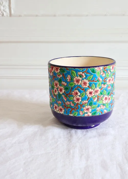 Aimée Aimer Vases cache-pot Longwy Fleurs de Pommier émaux