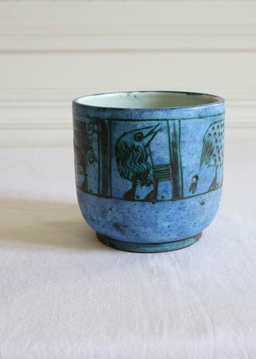 Aimée Aimer Jacques Blin cache-pot céramique bleu oiseaux